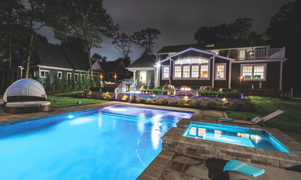 gunite pool with pool lights in Moorestown PA